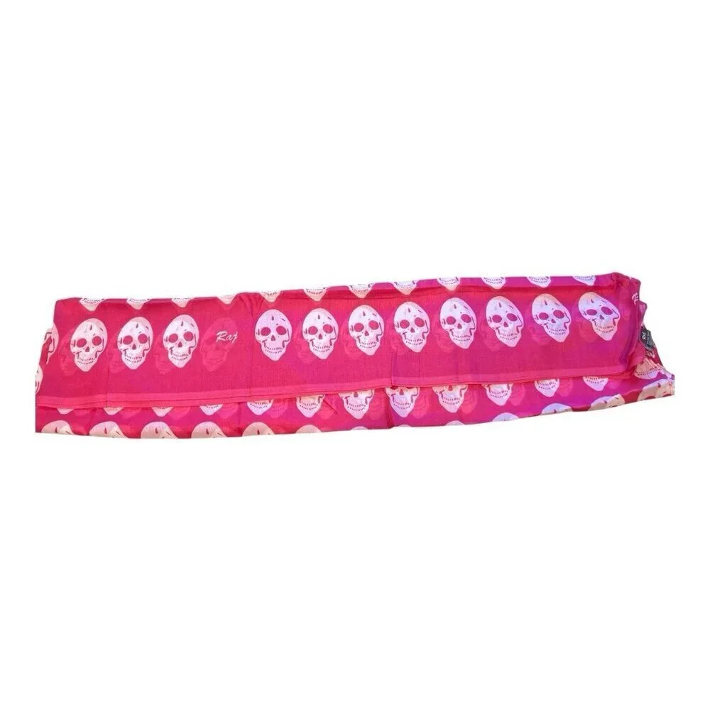 Raj Anthropologie 100% Cotton Scarf Pink Skull Halloween Made In India 34”x43”